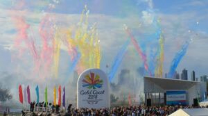 Gold Coast Commonwealth Games Logo Reveal Daylight Fireworks