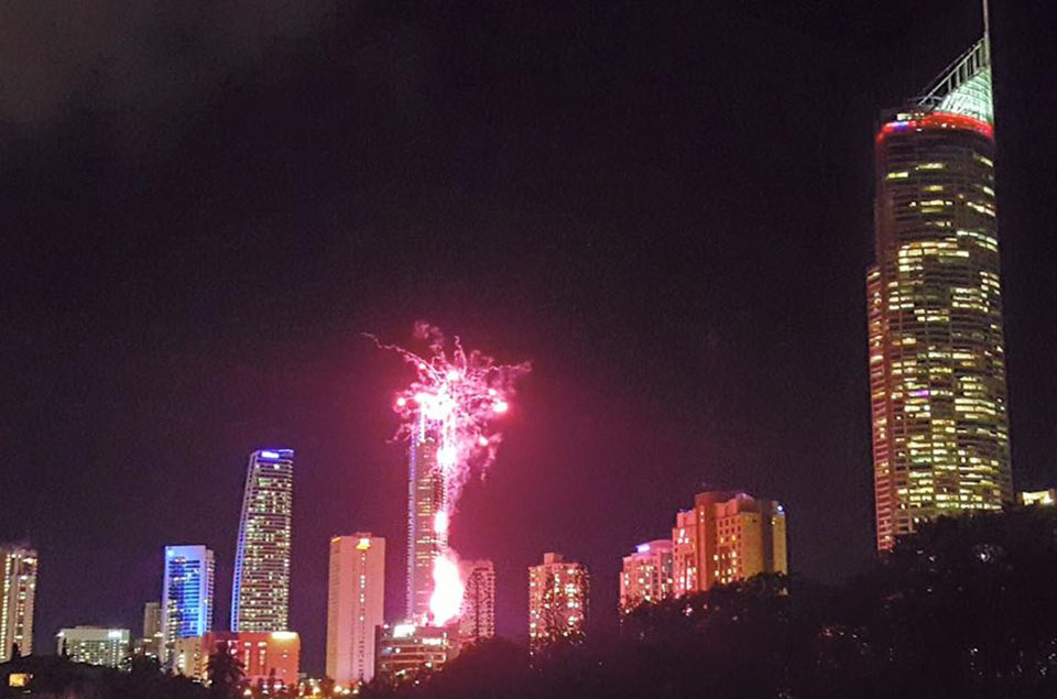 Channel 7 Gold Coast Launch Rooftop Fireworks